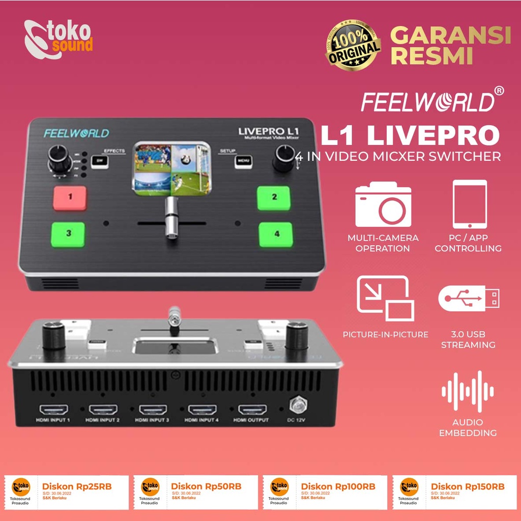 Jual Feelworld Livepro L1 Live Pro Multi Format Video Mixer 4 Hdmi