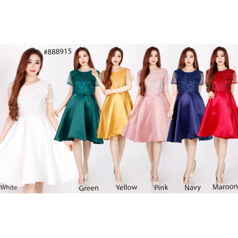Dress brokat kombinasi satin sale