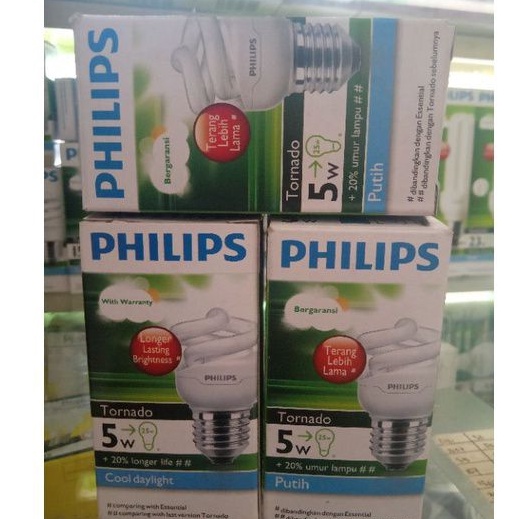 Jual Philips Lampu Tornado 5 Watt Putih Lampu Spiral | Shopee Indonesia