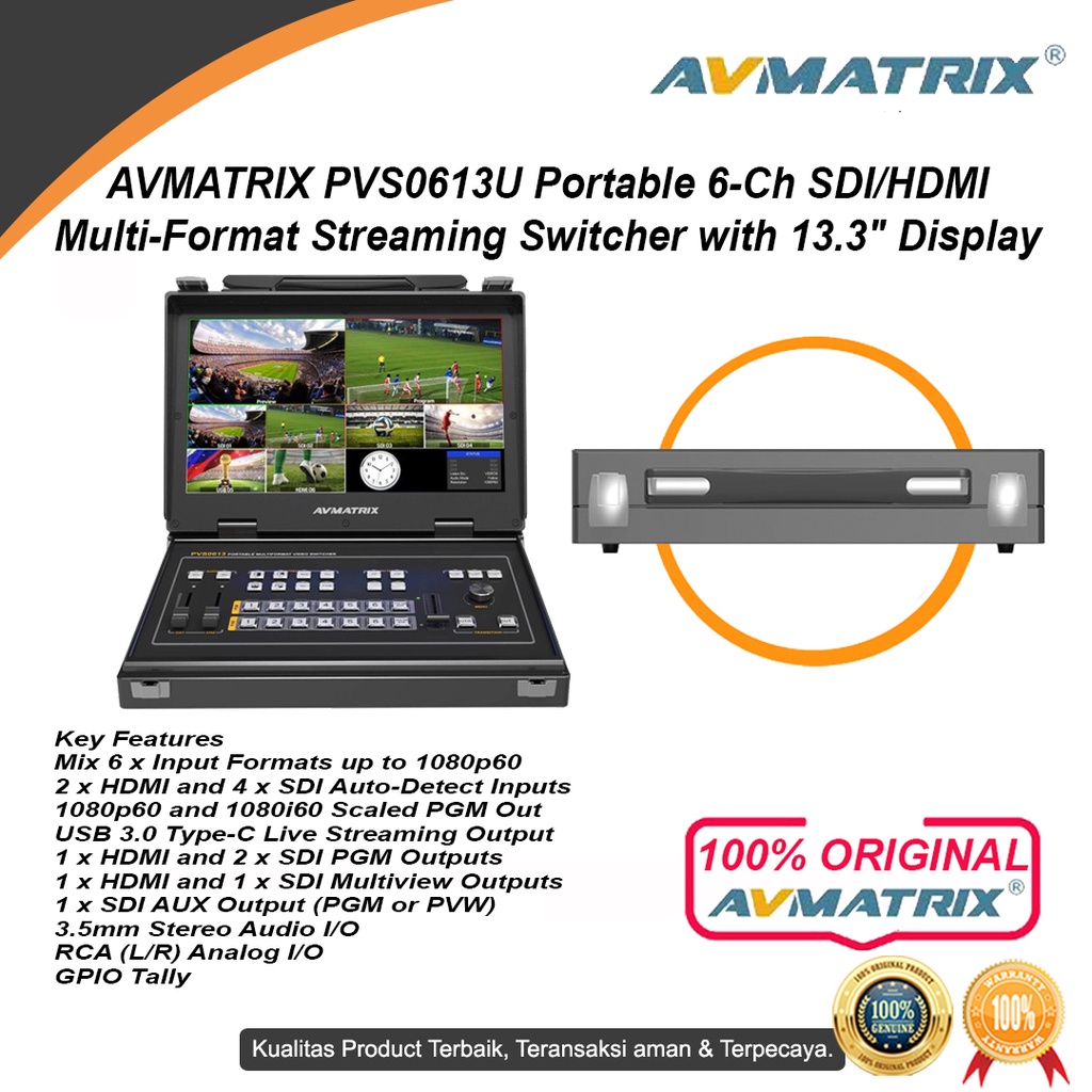Jual AVMATRIX PVS0613U Portable 6CH SDI/HDMI Multi-format Streaming ...