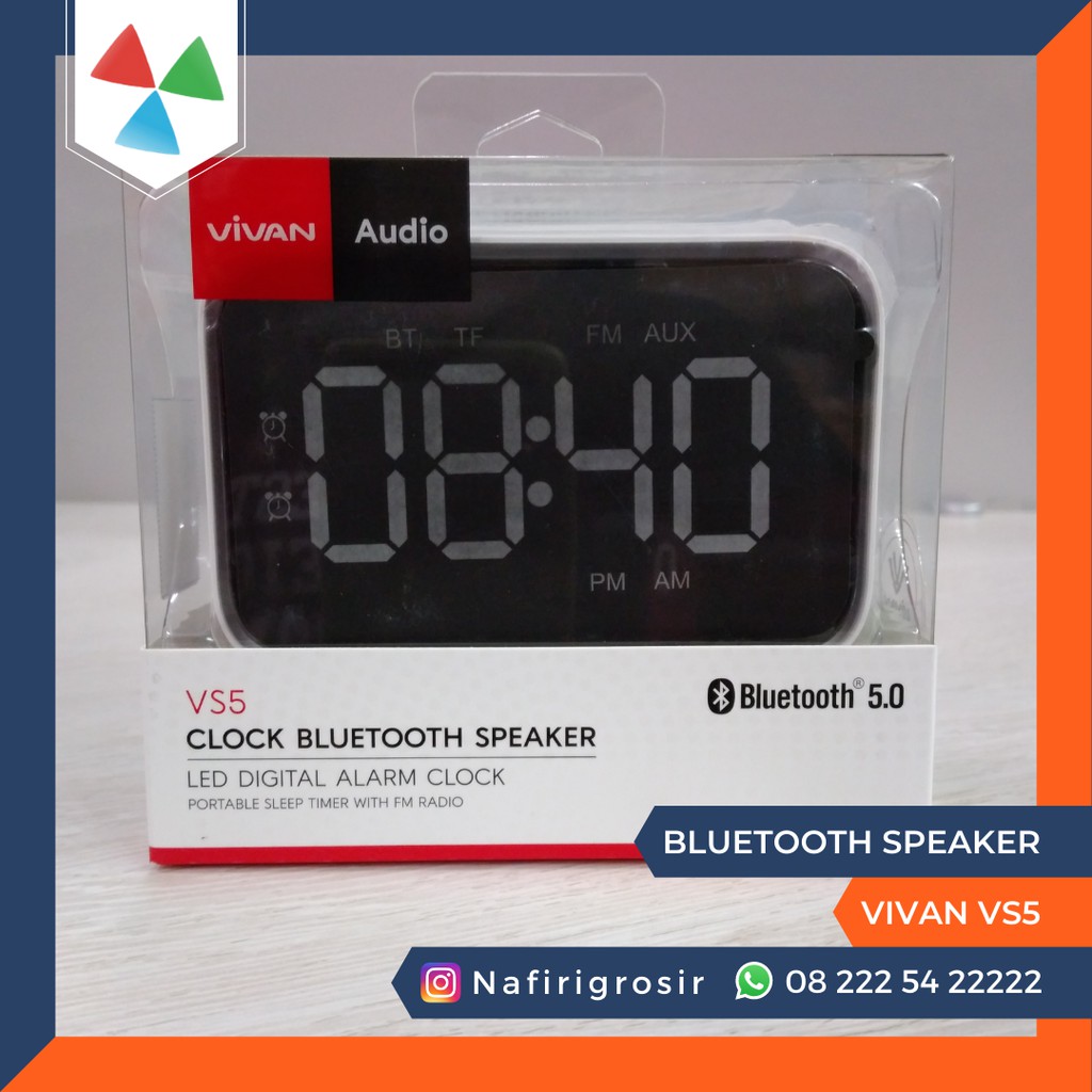 Jual SPEAKER BLUETOOTH VIVAN VS5 PORTABLE WIRELESS SMART ALARM CLOCK ...