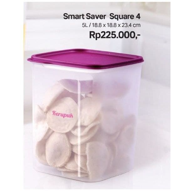 Jual TOPLES Smart Saver Square 4 kapasitas 5 L 1 Pcs TUPPERWARE