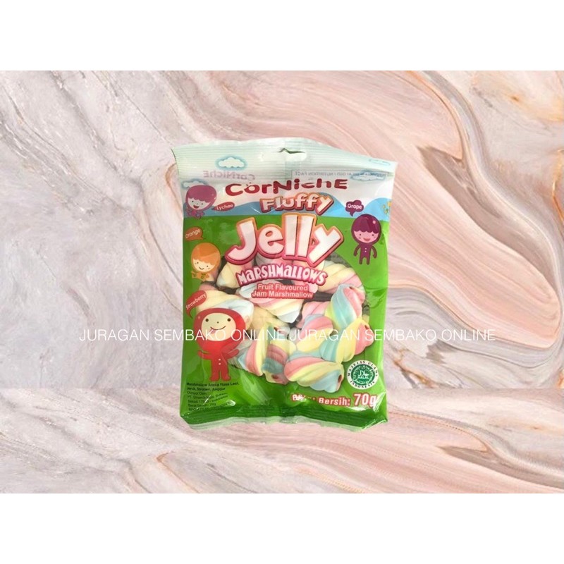 Jual Corniche FLUFFY Jelly Marshmallow 70 gr HALAL / permen marshmallow
