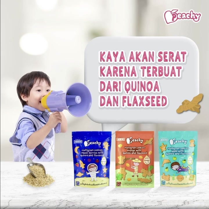 Jual PEACHY Multigrain Cookies 50gr - Biskuit Mpasi Bayi Snack Mpasi 1 ...