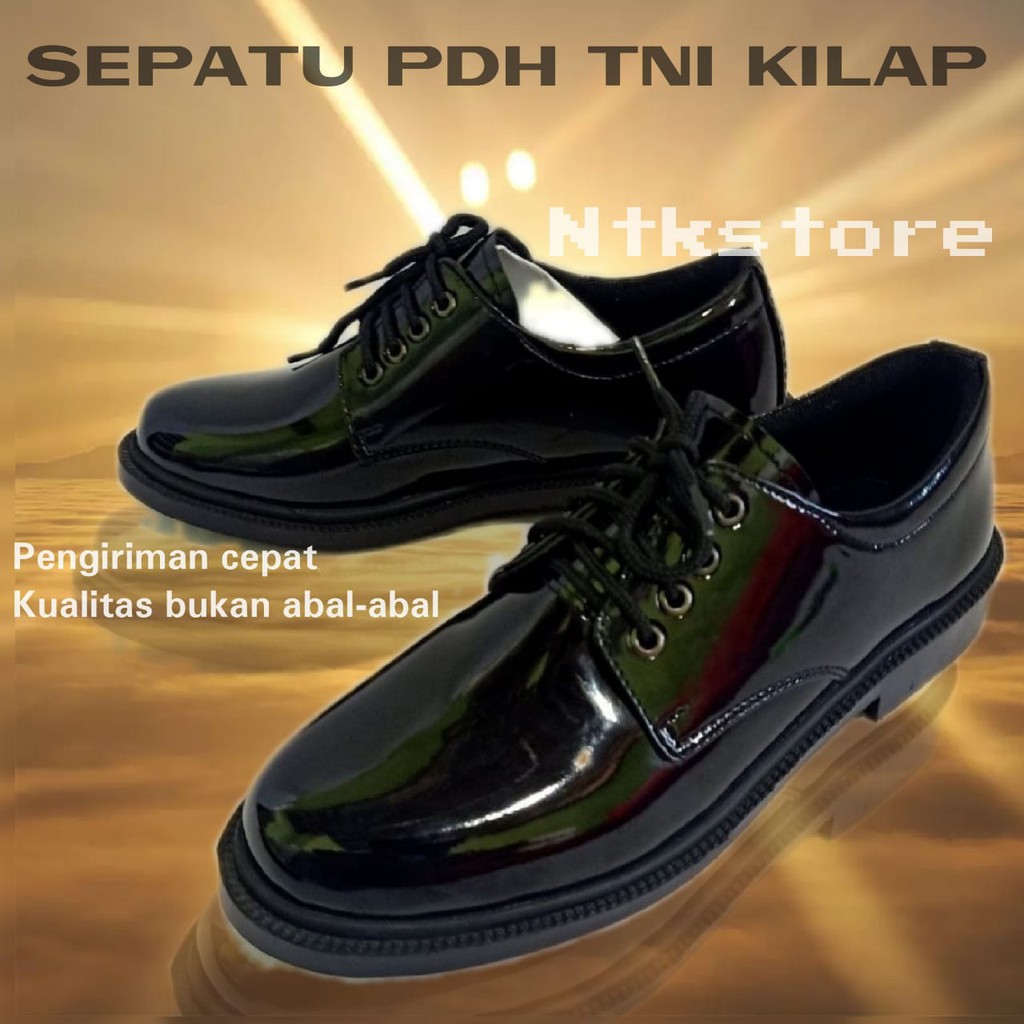 Jual Sepatu Pdh Pendek Tni Dinas Formal Pria Tni Polisi Satpam Security Hitam Mengkilap Dengan