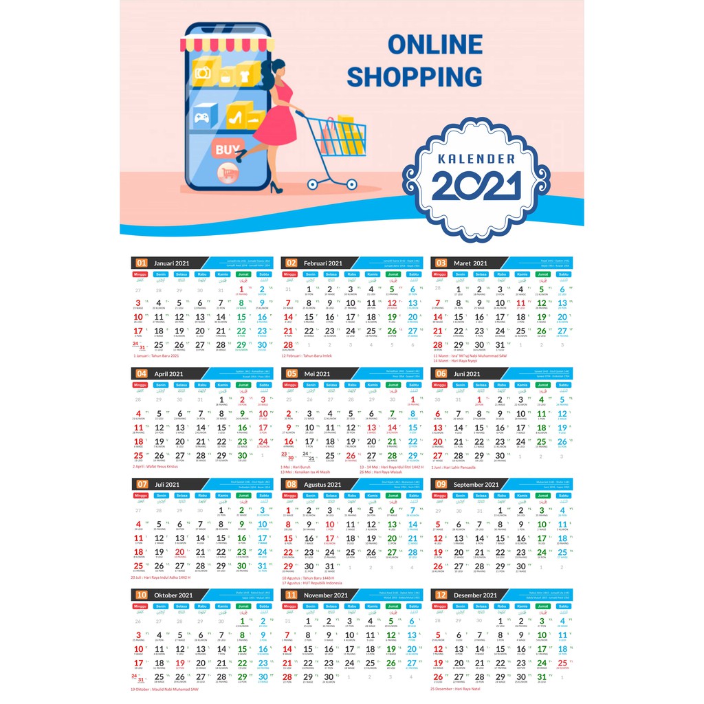 Jual Kalender Dinding 1 Tahunan (12 bulan) 2021 Custom Foto bisa satuan