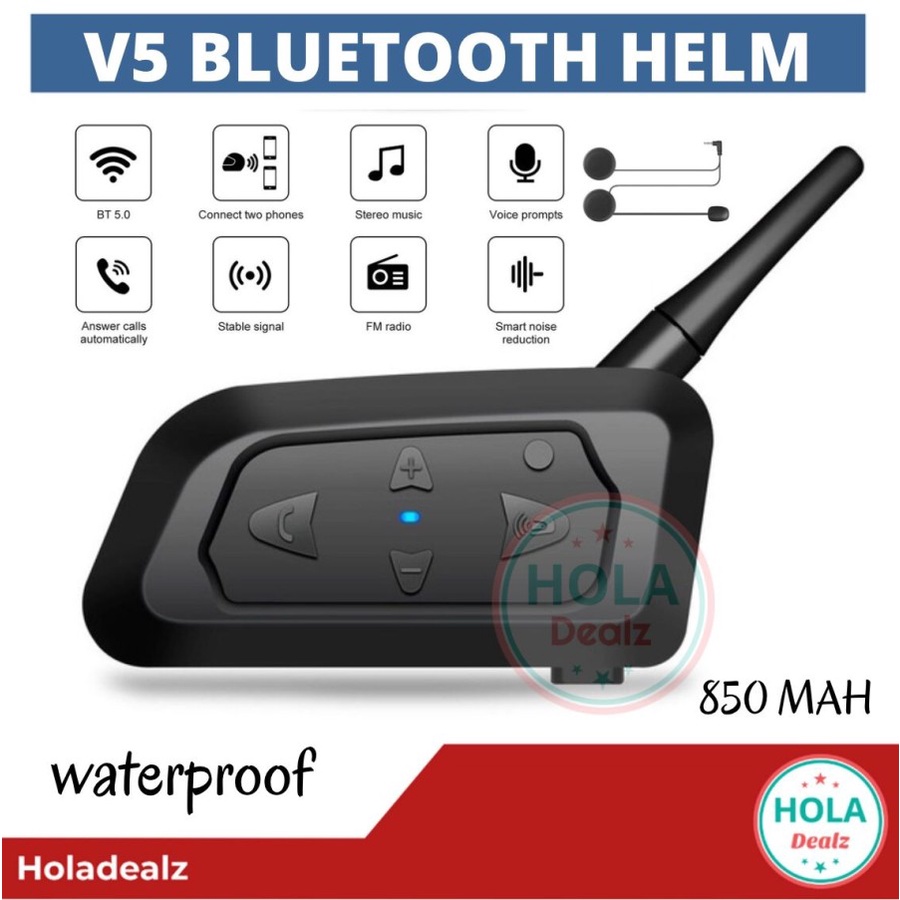 Jual ALTERNATIF V5 BLUETOOTH HELM HEADSET FM RADIO WATERPROOF