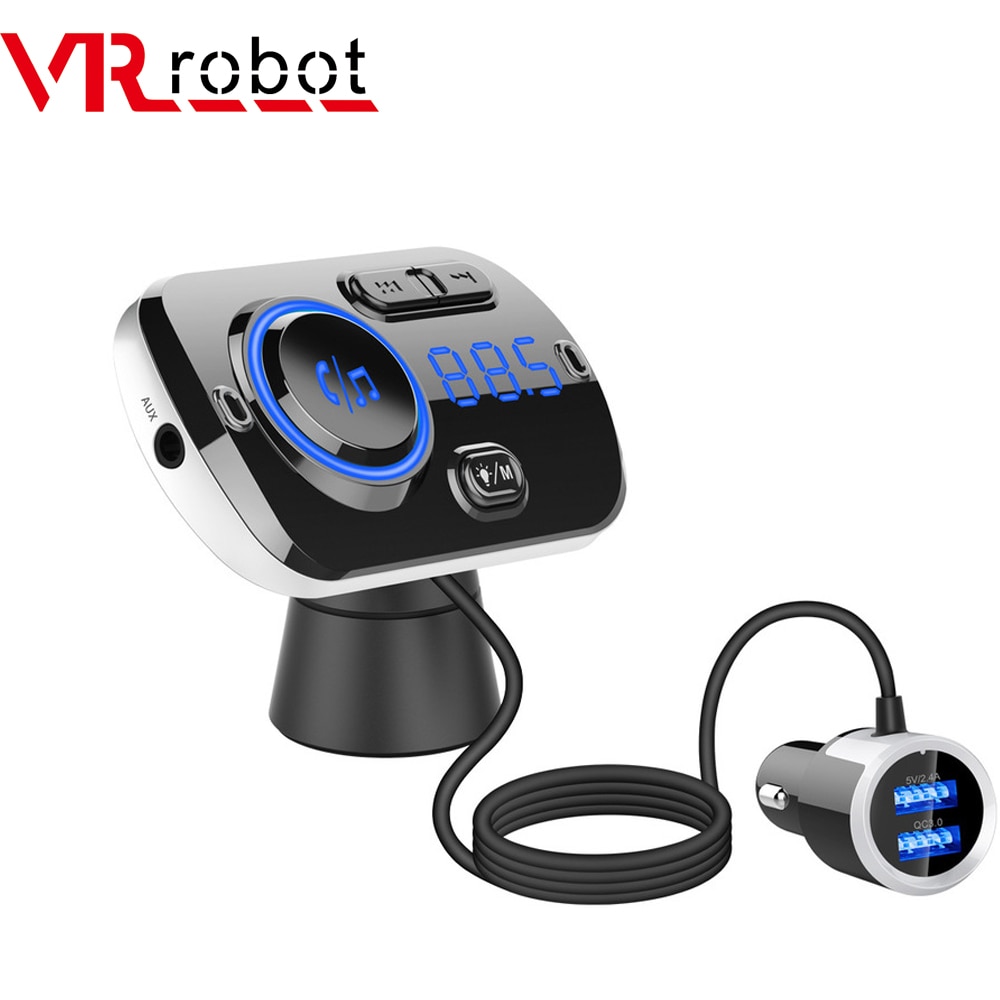 Jual Vr Robot Bluetooth V5.0 Edr Handsfree Kit Fm Transmitter 3.5mm Aux