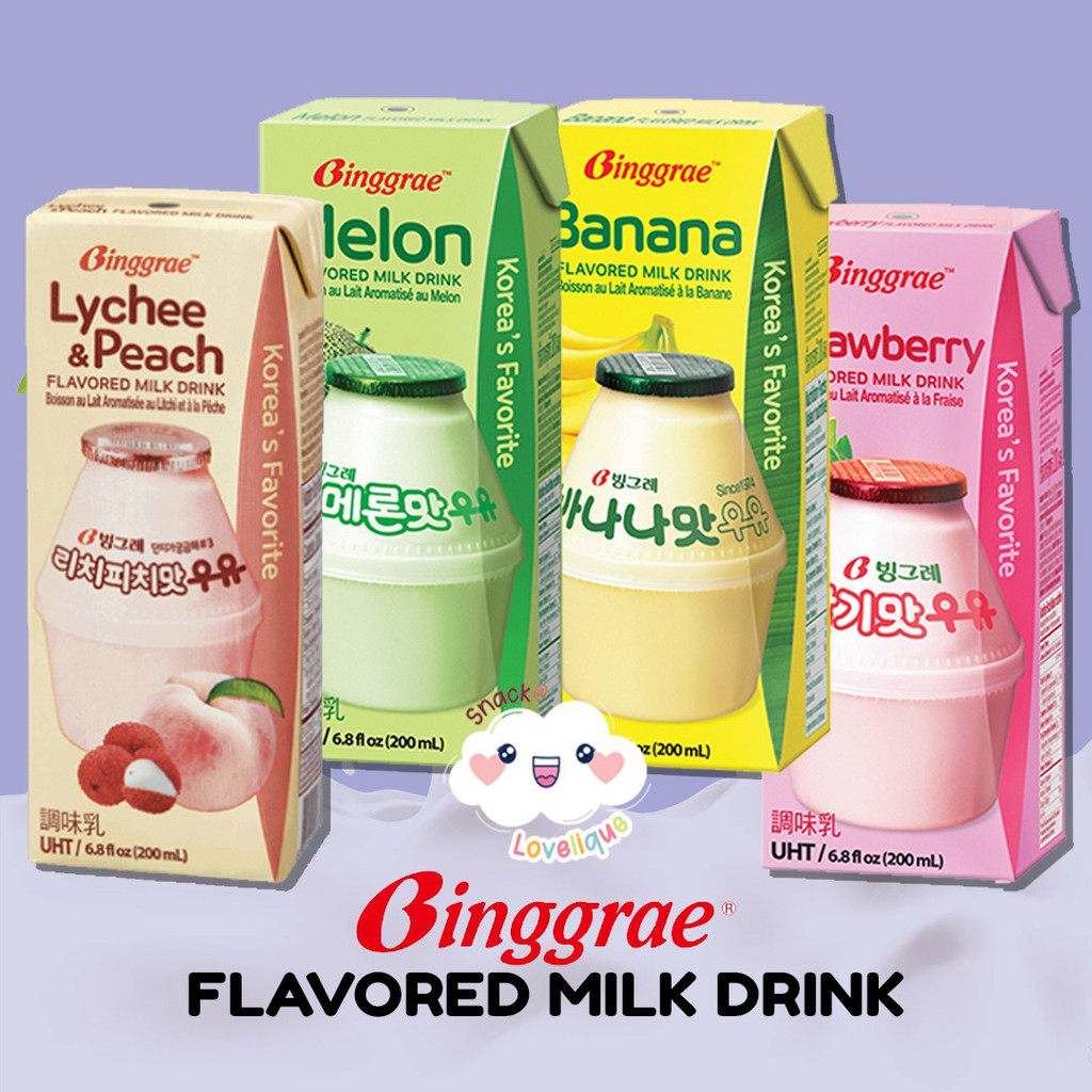 Jual Binggrae Flavoured Milk ( Banana / Lychee & Peach / Strawberry ...