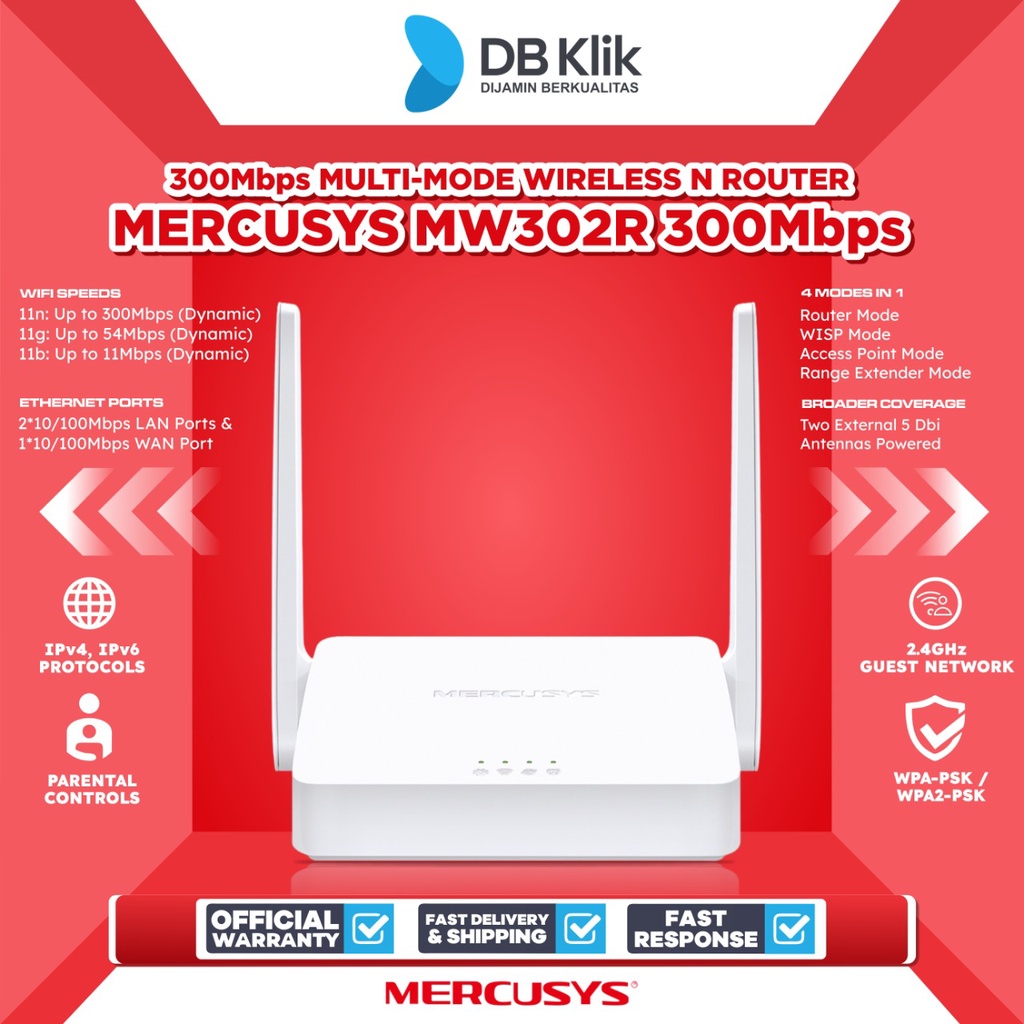 Jual Router Wireless Mercusys Mw302r 300mbps Multi Mode Mercusys