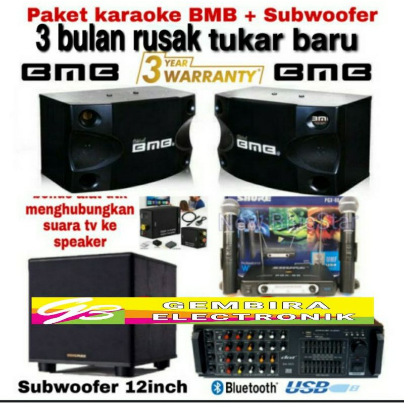 Jual Paket Karaoke Bmb Full Set Subwoofer Original Bluetooth Garansi