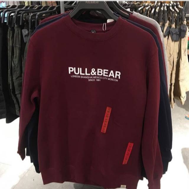 Jual CREWNECK PULL BEAR SWEATSHIRT PULLANDBEAR MAROON Shopee Indonesia