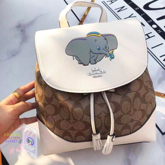 COACH x DISNEY Collaboration ELLE Backpack Signature Canvas Dumbo Outlet  91121