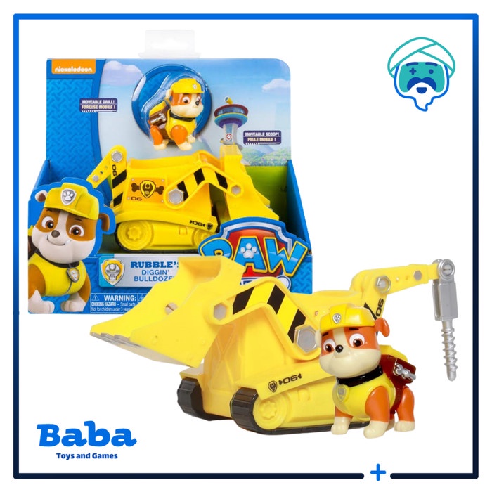 Jual Paw Patrol Rubble's Rubble Digging Bulldozer Figure Set Original ...