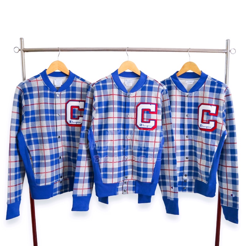 Champion plaid baseball jacket sale