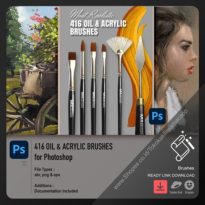 Jual 400+ Realistic Oil & Acrylic Brushes for Photoshop | Shopee Indonesia
