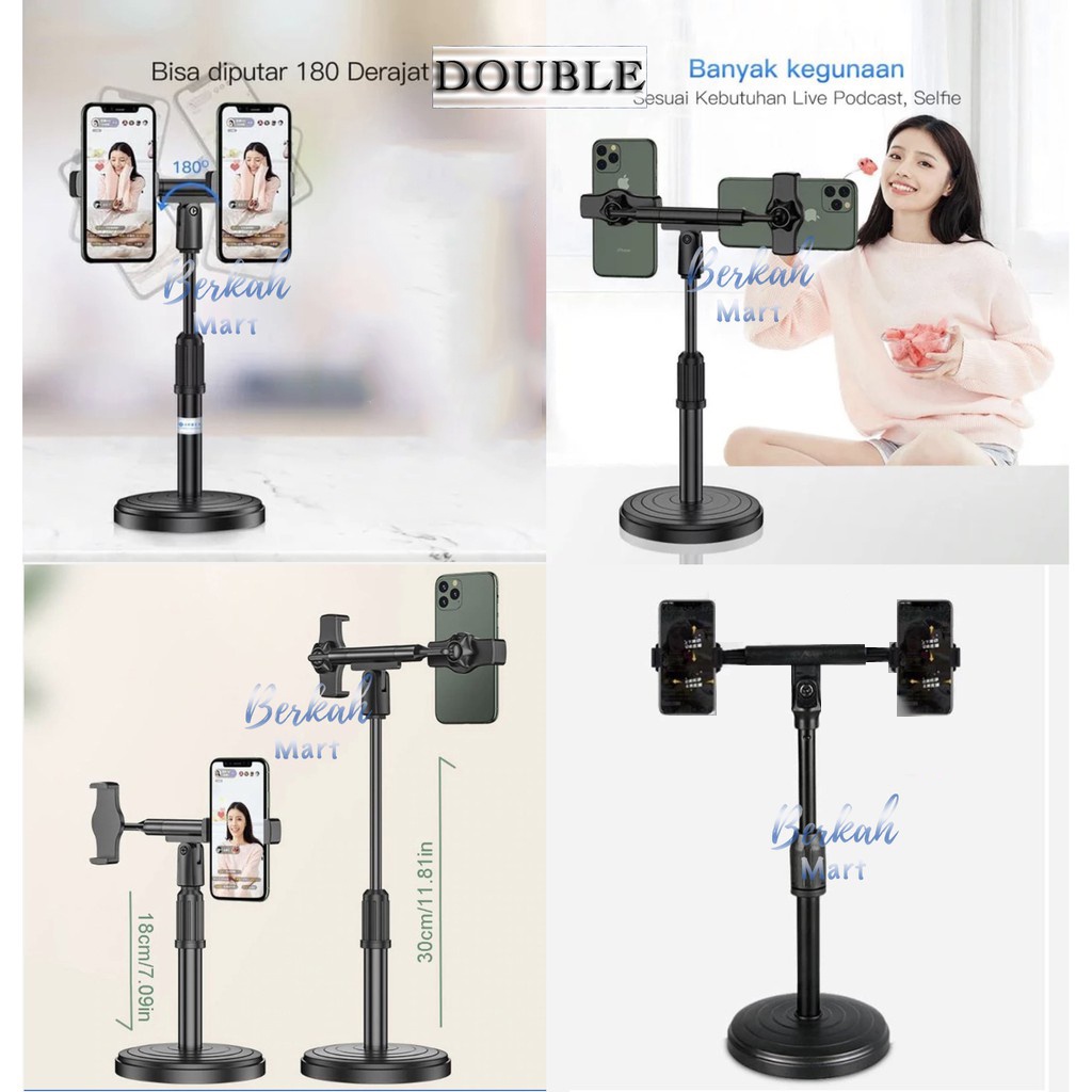 Jual 360 LIVE STAND PHONE HOLDER + LIGHTNING RING LIGHT 16CM DESKTOP ...