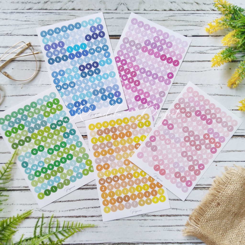 Jual STICKER ALPHABET BULAT STICKER DOT UNTUK JURNAL / SCRAPBOOK ...