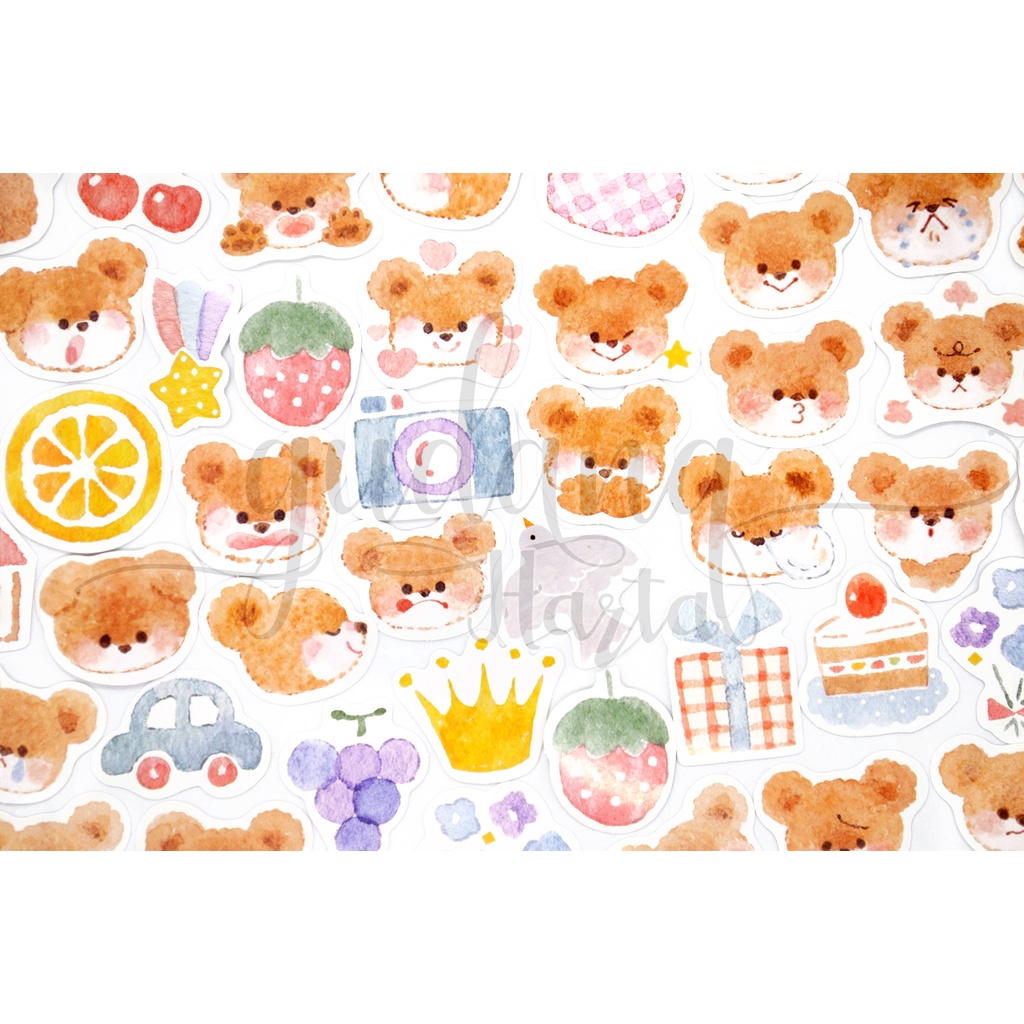 Jual Stiker Watercolor Bear Sticker Motif Beruang DIY Scrapbook GH ...