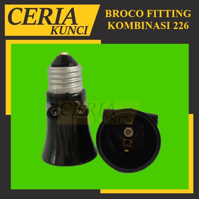 Jual Broco Fitting Lampu Kombinasi Colok E27 Hitam 226 Fiting Bohlam