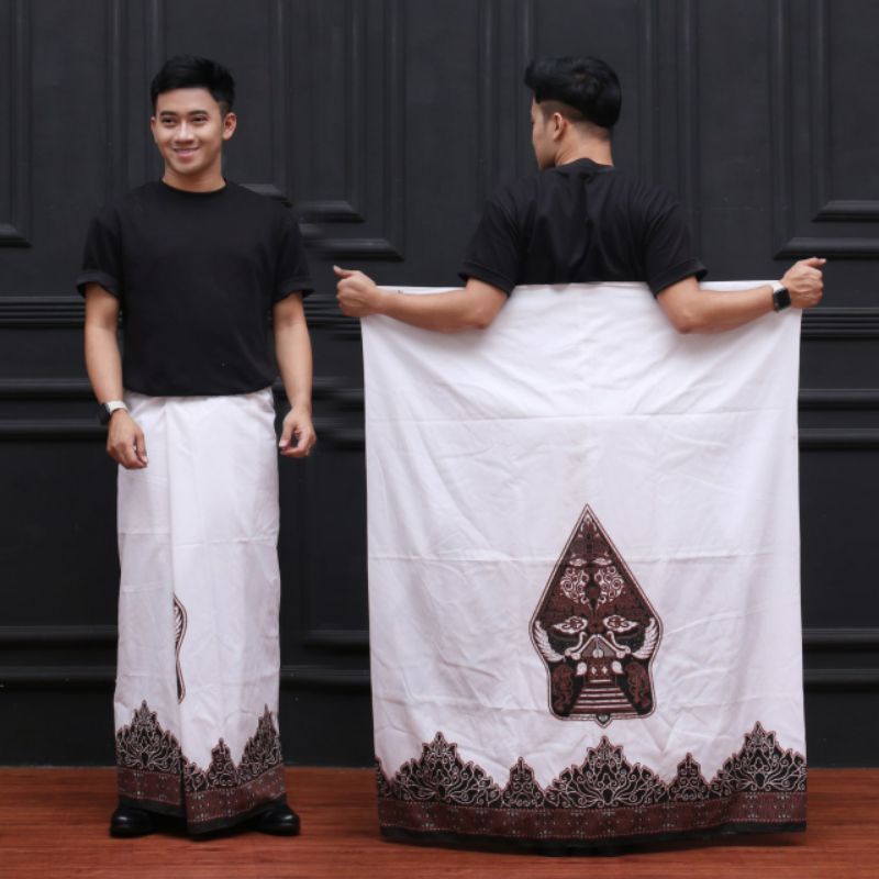 Jual Sarung Batik Kasepuhan Wayang Gunungan Tumpal Putih