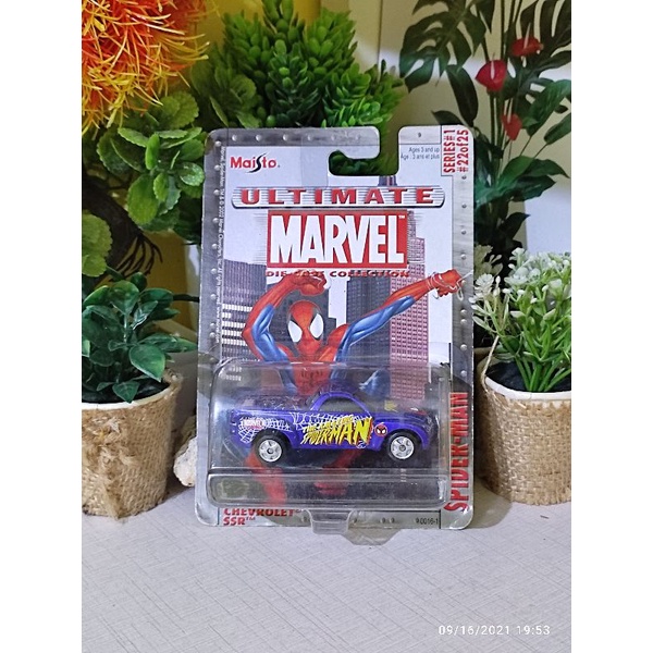 Corvette Spider-Man Marvel – Maisto 1/18, Métal, Rouge