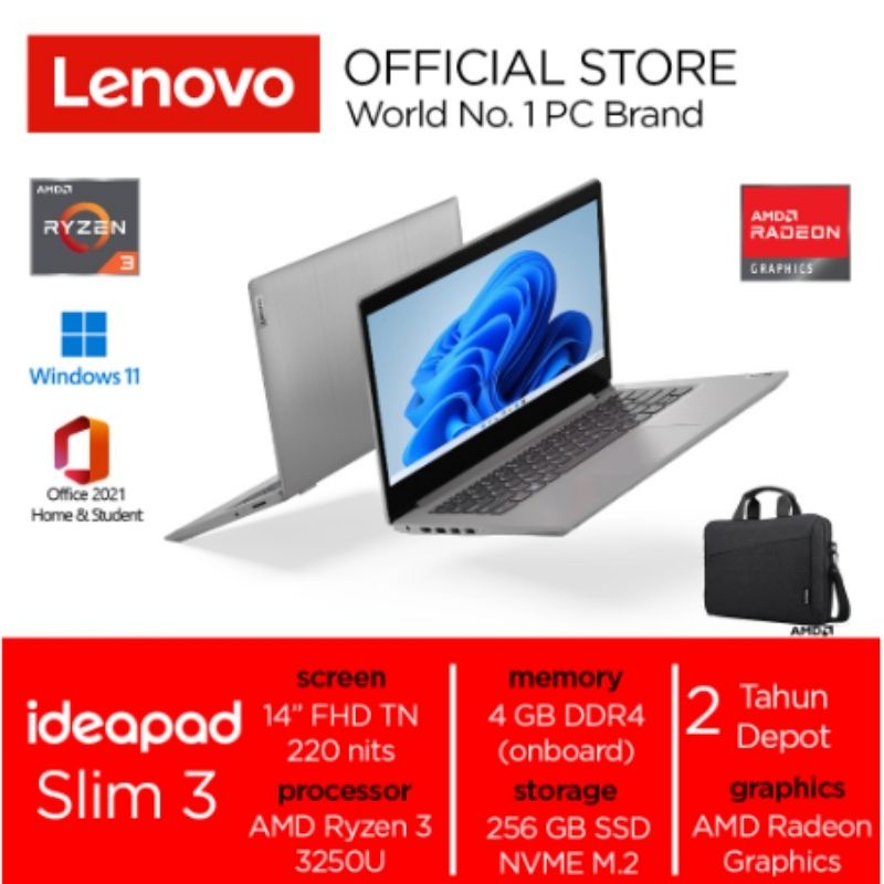 Jual Lenovo Ideapad Slim 3 14ada05 Uxid 14 Fhd [amd Ryzen 3 3250u 4gb 256gb Ssd Amd Radeon