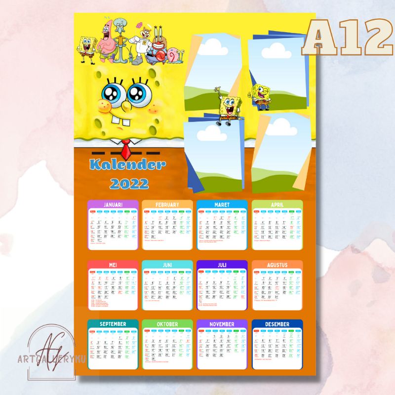 Jual Cetak Kalender Dinding 2024 Custom Foto Bahan Ivory 260 1 Tahun ...