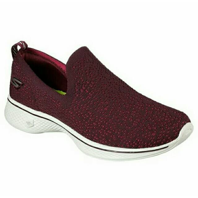 SKECHERS GO WALK 4 ORIGINAL SEPATU SLIP ON WANITA NAVY MAROON SIZE 38