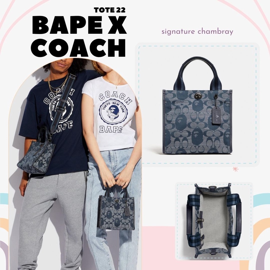 Coach outlet x Bape Tote 22 Canvas Signature Chambray