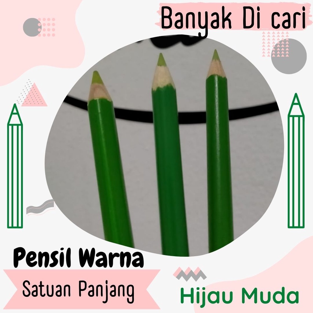 Jual Pensil Warna Satuan Hijau Muda Panjang Lengkap Bagus 12 Aneka