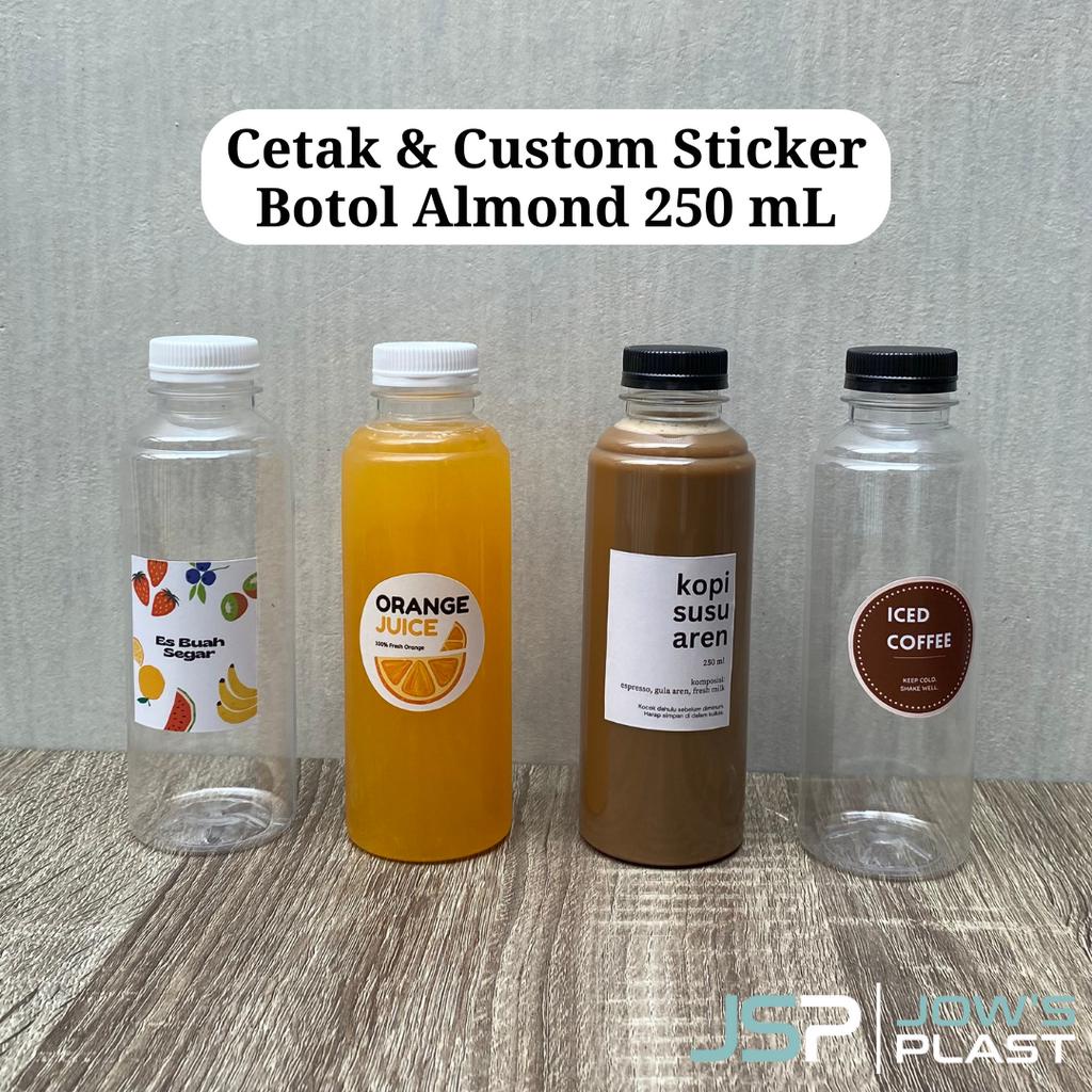 Jual Stiker Botol Almond Bulat Bening 250 Ml Stiker Label Cetak Print Sticker Botol Logo 9584