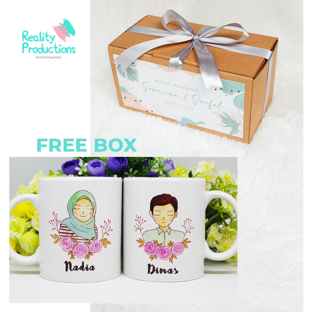 Jual Mug Couple Doodle Pengantin Hijab Simpel Untuk Kado Pernikahan Shopee Indonesia 6415