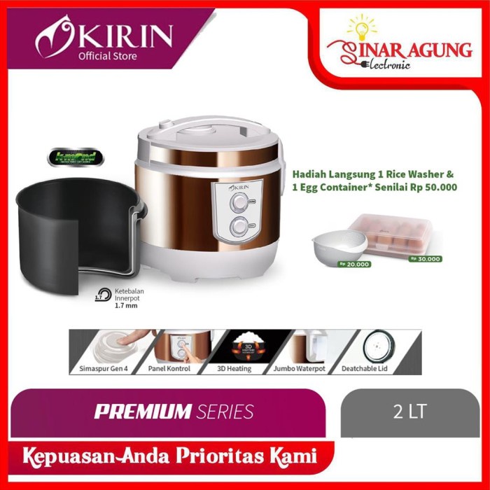 Jual KIRIN RICE COOKER 2.0 LITER KRC390CW / KRC 390 CW [ COPER WHITE