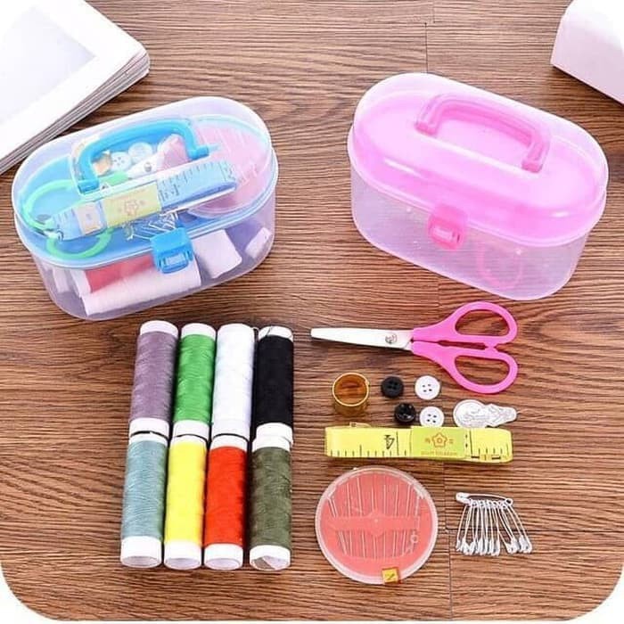 Jual Set Alat Jahit + Box Kotak / 1 Set Sewing Kit Box Benang Jarum