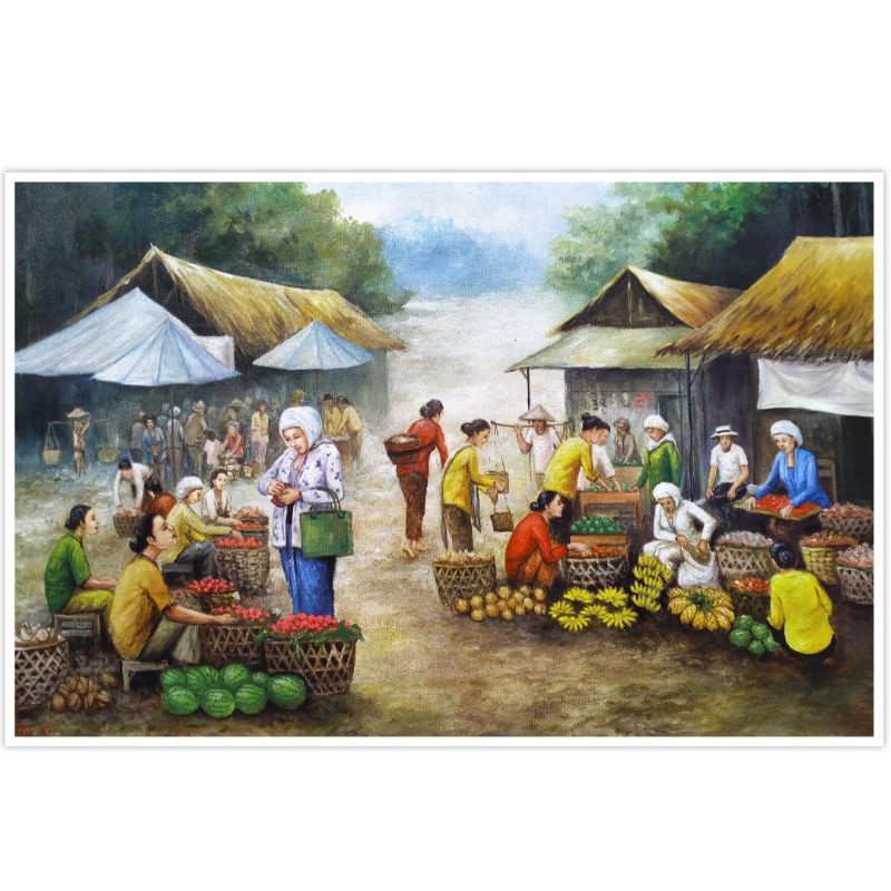 Jual Lukisan Pasar Tradisional 85 x 135 cm | Shopee Indonesia