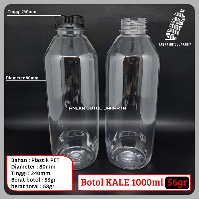 Jual Botol plastik KALE 1000ml berat 56gr tebal bening / botol plastik ...