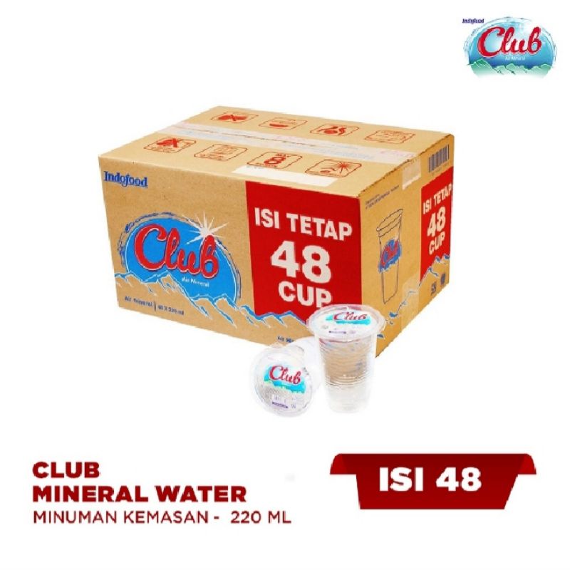 Jual Club air mineral gelas cup 220ml x 48pcs | Shopee Indonesia