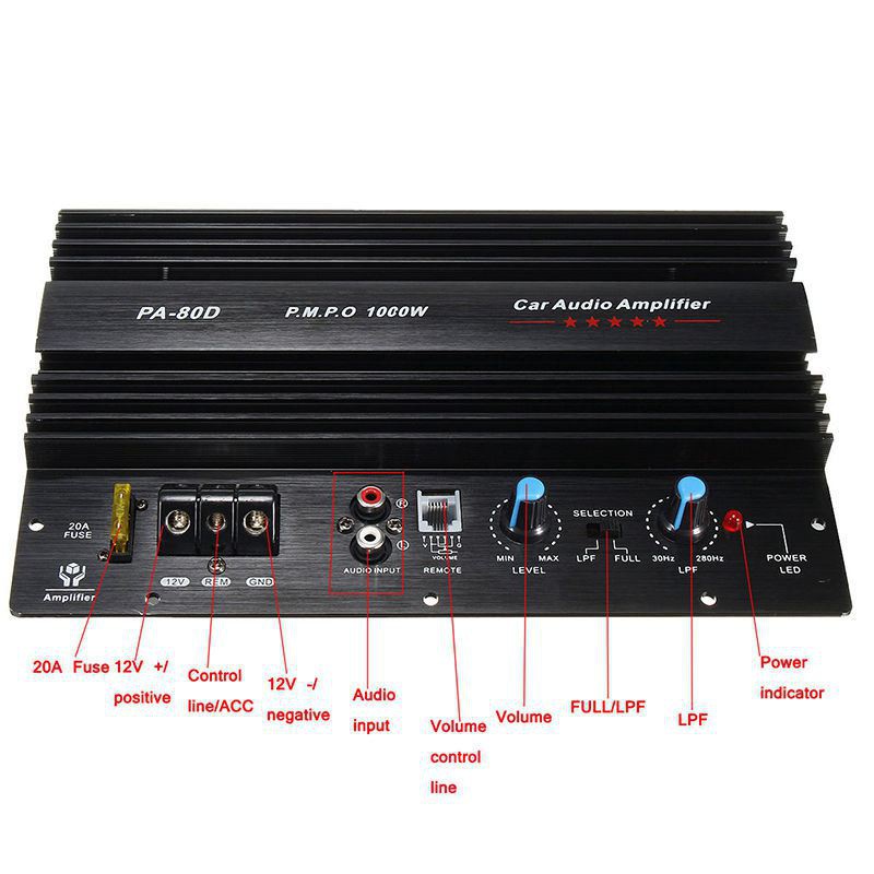 Jual Amplifier Monoblok Audio Power Subwoofer 12V PA80D 1000 Watt / PA