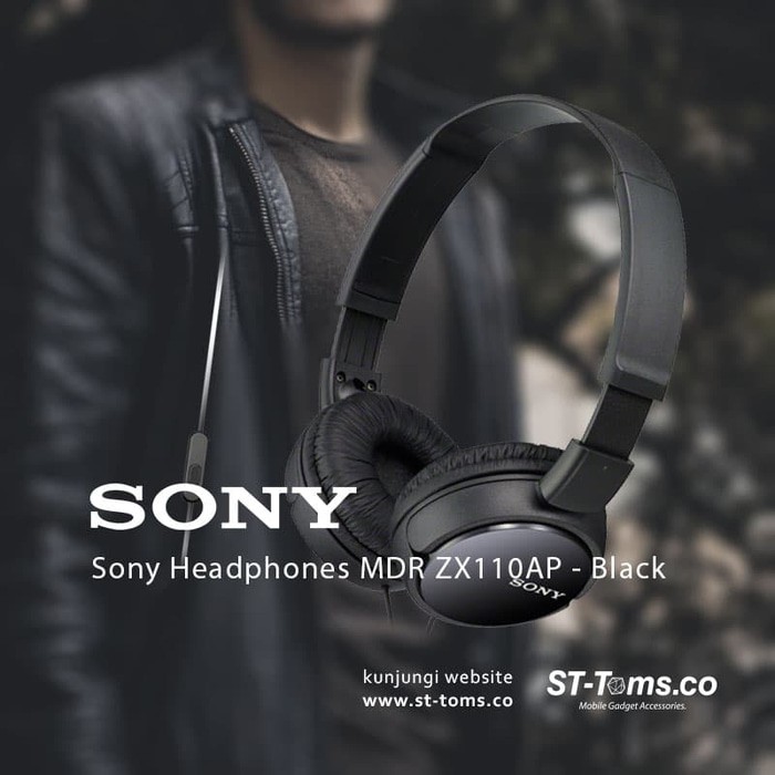 Jual Sony Headphones Mdr Zx110ap Black Shopee Indonesia 0134