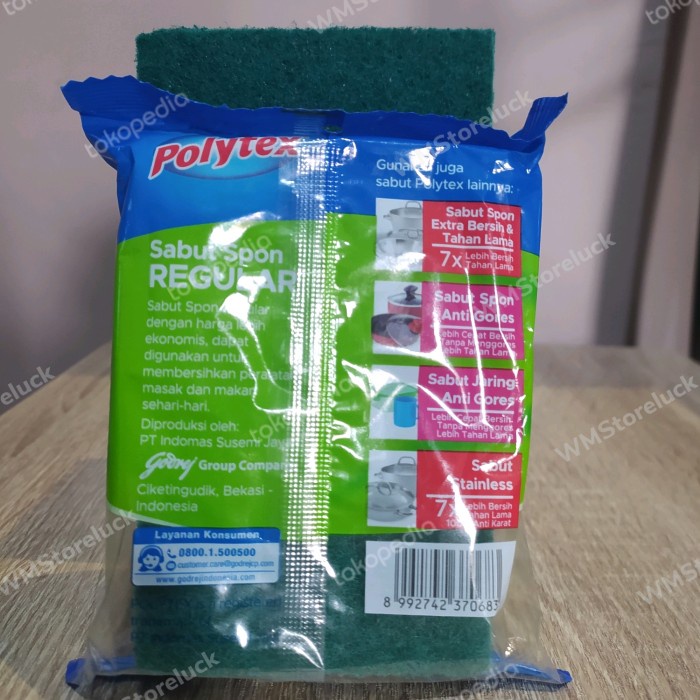 Jual Sabut spon POLYTEX hijau kuning spons cuci piring multifungsi ...