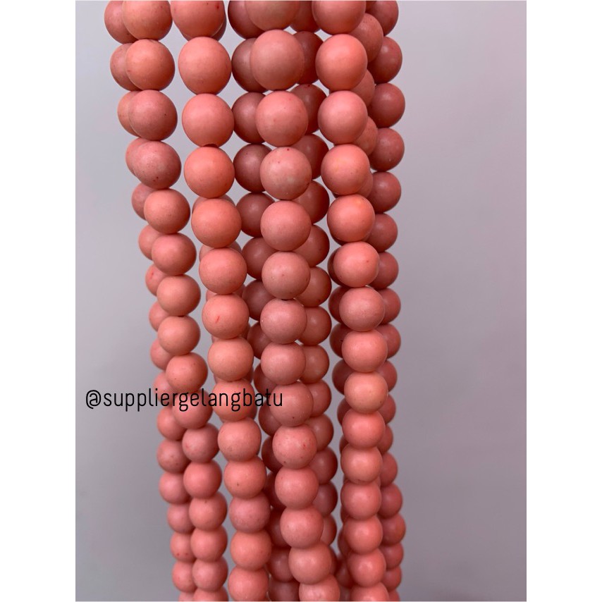 Jual batu bahan soft pink pirus 10mm natural phyrus aksesoris gelang ...