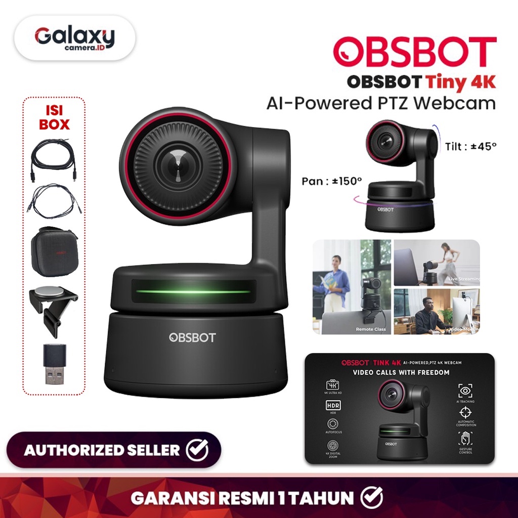 Jual OBSBOT Tiny 4K AI-Powered PTZ Webcam | Shopee Indonesia
