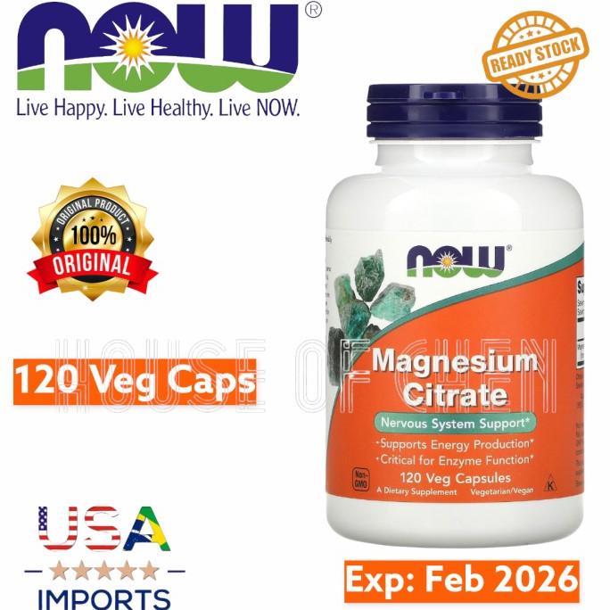 Jual Now Foods Magnesium Citrate 120 Veg Capsules Lc | Shopee Indonesia