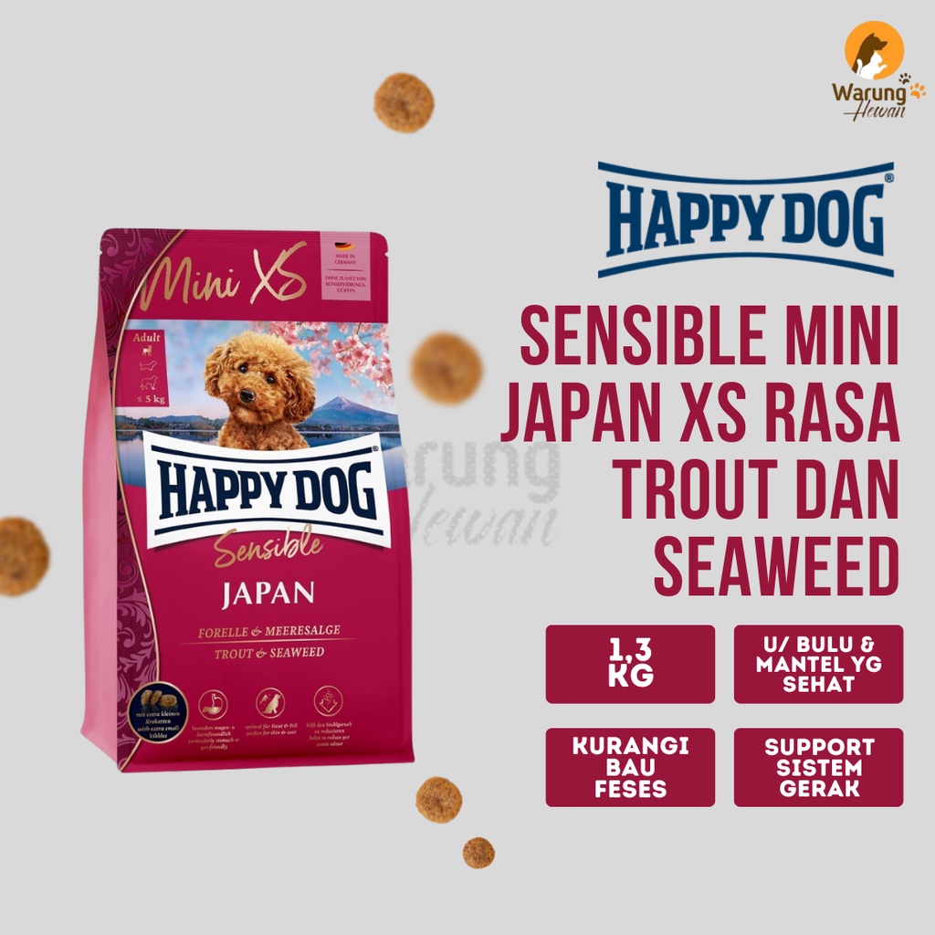 Jual Happy Dog Sensible Mini Japan Xs Rasa Trout Dan Seaweed 1,3 Kg ...