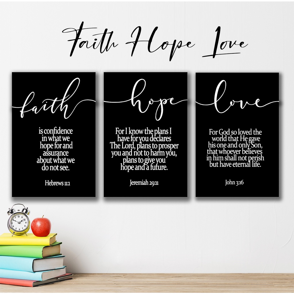 Jual 1 Set Wall Decor Faith Hope Love Hiasan Dinding Rohani Kristen