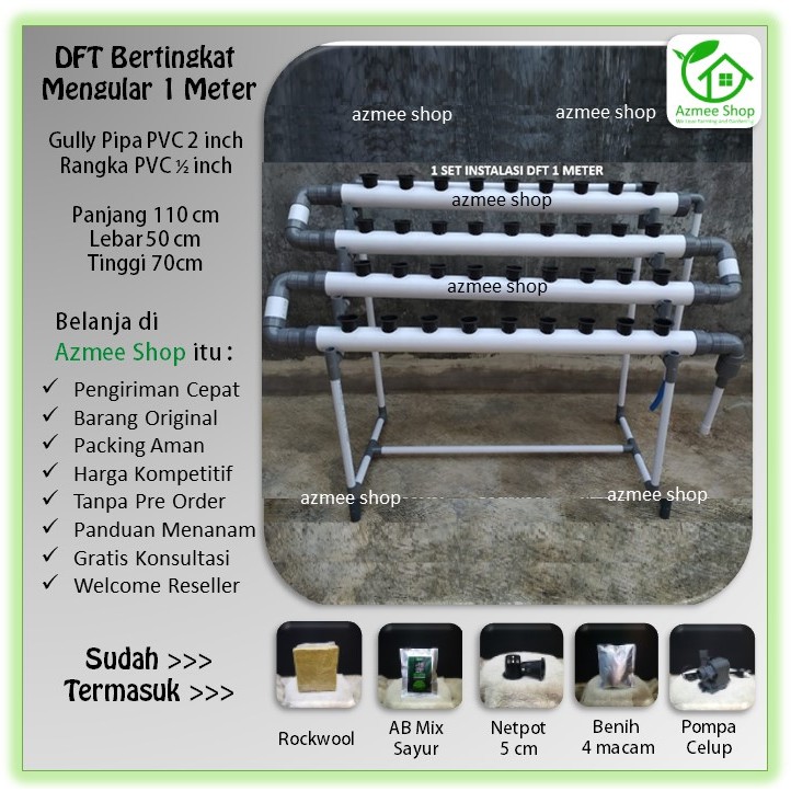 Jual Paket Instalasi Modul Hidroponik Set Starter Kit Dft Pipa 2 Dim