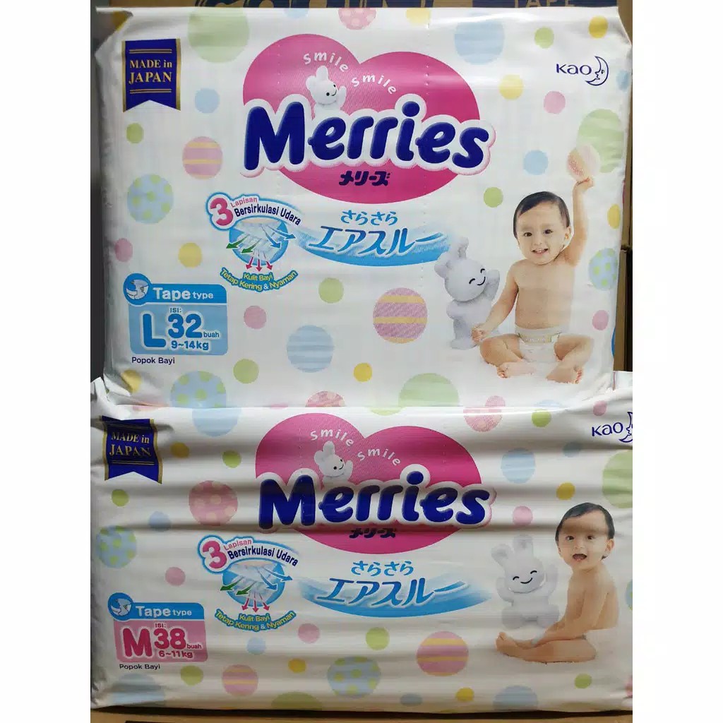 Jual Merries premium M38/ L32 ||popok perekat/ tape | Shopee Indonesia