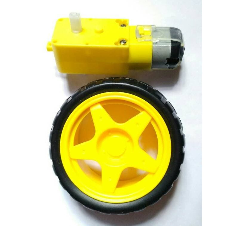 Jual DC Motor 1:48 Gear Ratio Smart Car Robot 3-12V Tire Wheel Roda ...