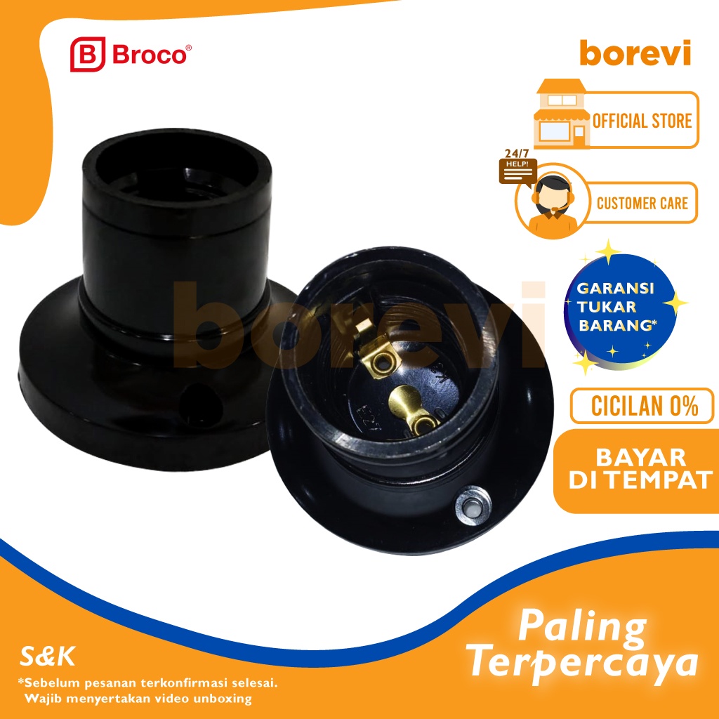 Jual FITTING BROCO 210L / FITTING PLAFON BROCO / FITTING BULAT HITAM ...